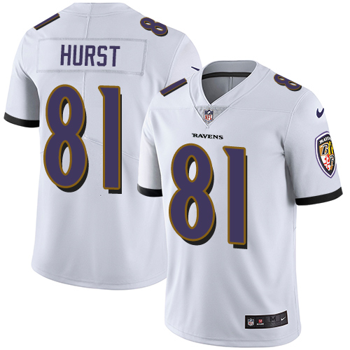 Nike Ravens #81 Hayden Hurst White Men's Stitched NFL Vapor Untouchable Limited Jersey - Click Image to Close